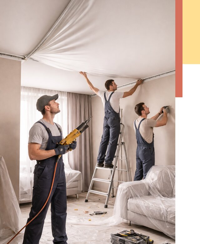 Установка натяжного потолка в Троицке от 4640 руб. | Быстро и недорого — ОТДЕЛОЧНИК-Трц