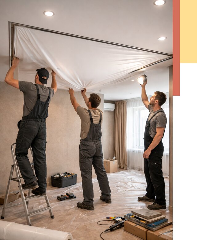 Монтаж ПВХ натяжного потолка в Троицке от 3609 руб. под ключ | ОТДЕЛОЧНИК-Трц