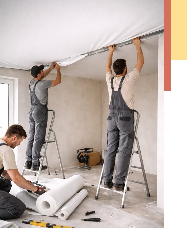 Монтаж тканевого натяжного потолка в Троицке от 3609 руб. под ключ | ОТДЕЛОЧНИК-Трц