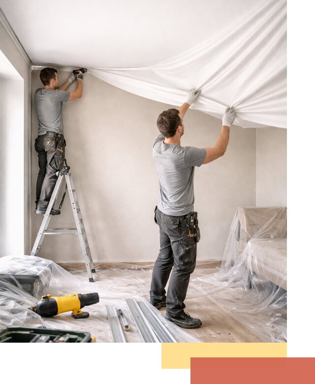 Монтаж тканевого натяжного потолка в Троицке недорого и быстро