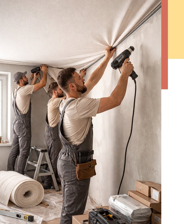 Монтаж фактурного натяжного потолка в Троицке от 773 руб. — ОТДЕЛОЧНИК-Трц