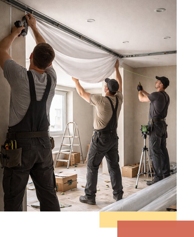 Монтаж парящего натяжного потолка под ключ в Троицке