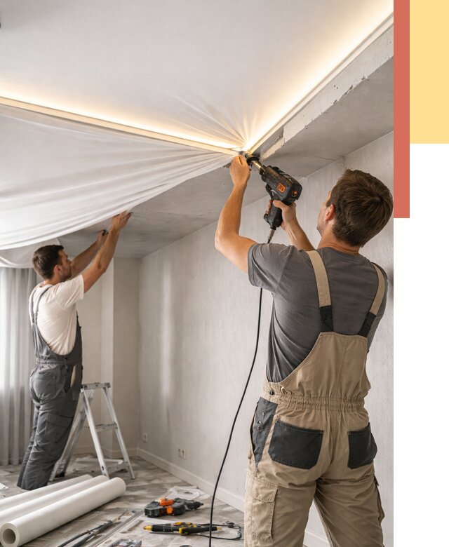 Монтаж натяжного потолка с подсветкой в Троицке от 980 руб. | ОТДЕЛОЧНИК-Трц