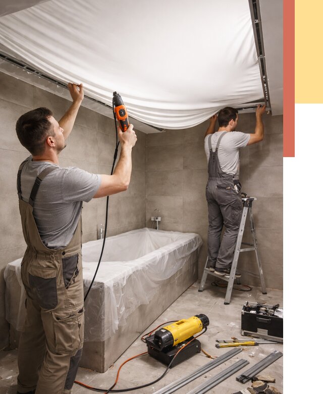 Монтаж натяжного потолка в ванной в Троицке от 1237 руб. под ключ | ОТДЕЛОЧНИК-Трц