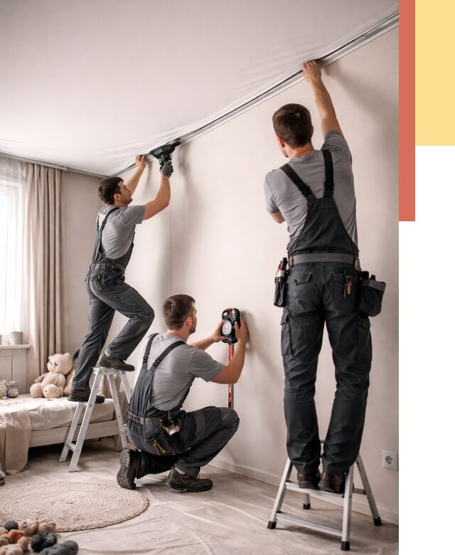 Монтаж натяжного потолка в детской в Троицке от 3609 руб. — быстро и недорого | ОТДЕЛОЧНИК-Трц