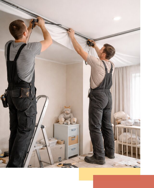 Монтаж натяжного потолка в детской комнате в Троицке