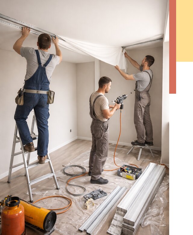 Монтаж натяжного потолка в студии в Троицке от 5671 руб. — быстро и недорого | ОТДЕЛОЧНИК-Трц