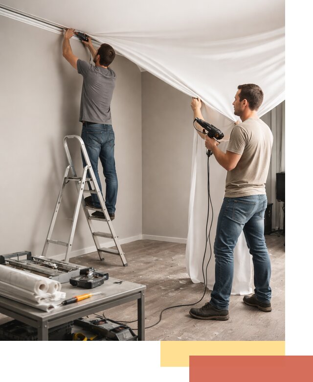 Монтаж натяжного потолка в студии в Троицке