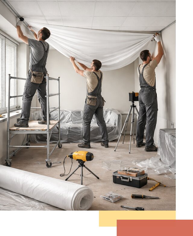 Монтаж натяжного потолка в офисе в Троицке