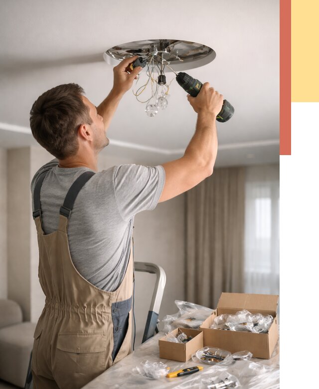 Установка люстры в натяжной потолок в Троицке от 1237 руб. | Быстро и недорого — ОТДЕЛОЧНИК-Трц