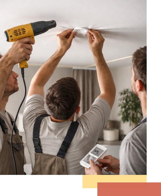 Ремонт прокола полотна натяжного потолка в Троицке