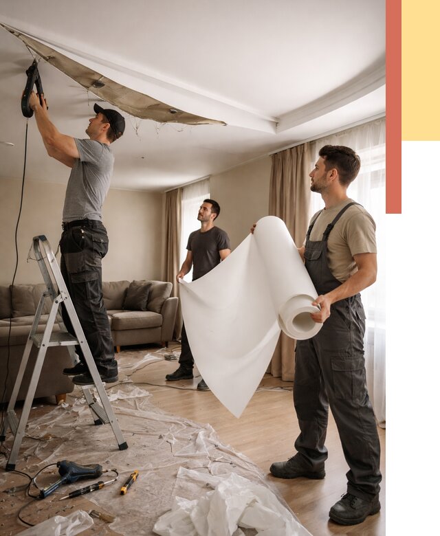 Замена полотна натяжного потолка в Троицке от 9795 руб. быстро и недорого | ОТДЕЛОЧНИК-Трц