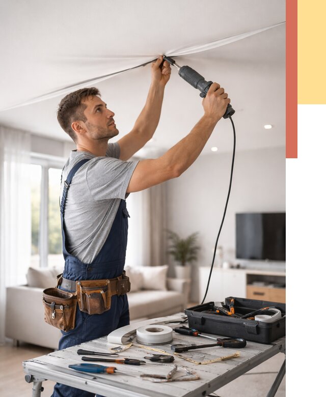 Ремонт натяжных потолков в Троицке от 9795 руб. под ключ — ОТДЕЛОЧНИК-Трц