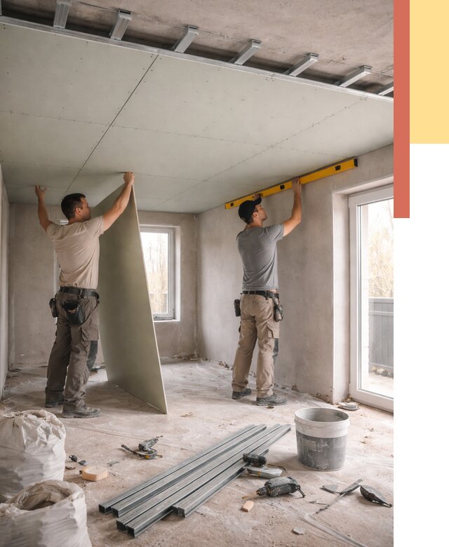 Одноуровневый потолок из гипсокартона в Троицке от 773 руб. — монтаж под ключ | ОТДЕЛОЧНИК-Трц