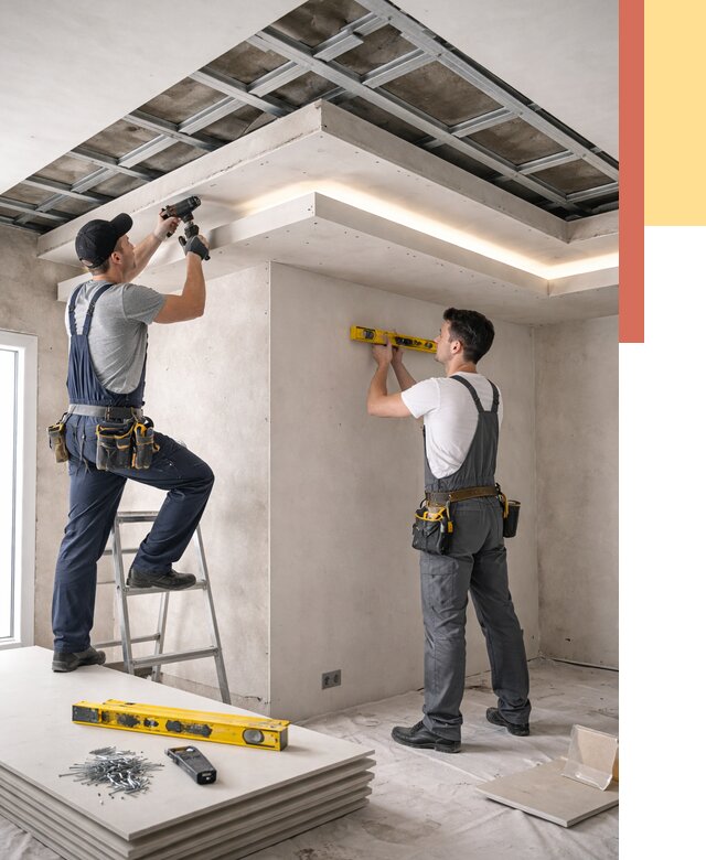 Двухуровневый потолок из гипсокартона в Троицке от 1495 руб. под ключ | ОТДЕЛОЧНИК-Трц