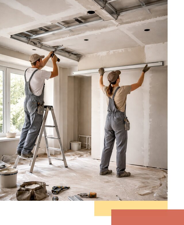 Монтаж многоуровневого потолка из гипсокартона в Троицке