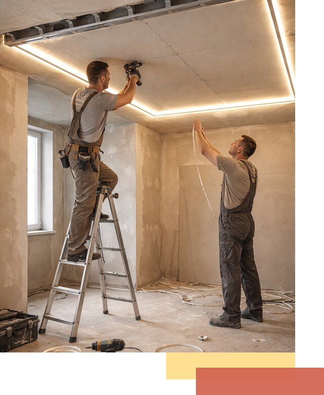 Потолок из гипсокартона с подсветкой в Троицке