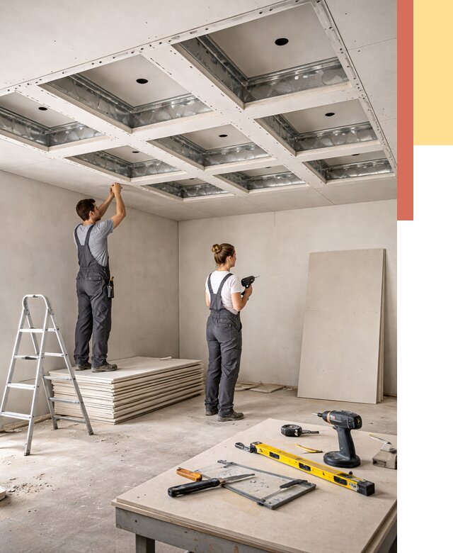 Кессонный потолок из гипсокартона в Троицке от 1908 руб. — монтаж и под ключ | ОТДЕЛОЧНИК-Трц