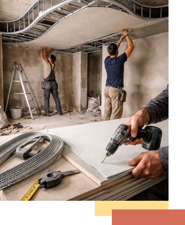 Криволинейный потолок из гипсокартона в Троицке — монтаж и отделка