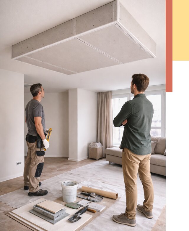 Короб на потолке из гипсокартона в Троицке от 2268 руб. — монтаж и услуги под ключ | ОТДЕЛОЧНИК-Трц