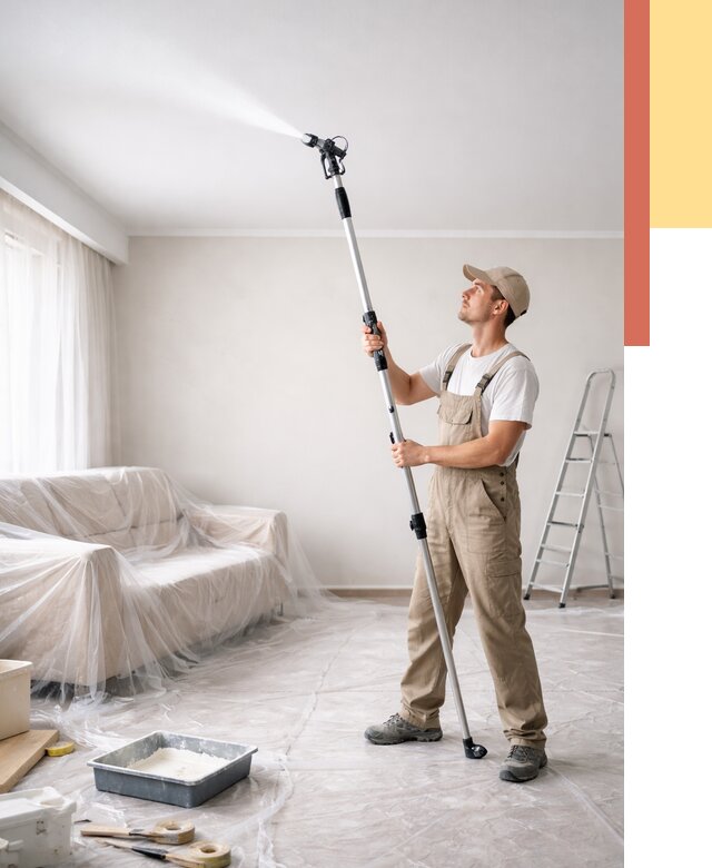 Покраска потолка краскопультом в Троицке от 4640 руб. быстро и недорого | ОТДЕЛОЧНИК-Трц