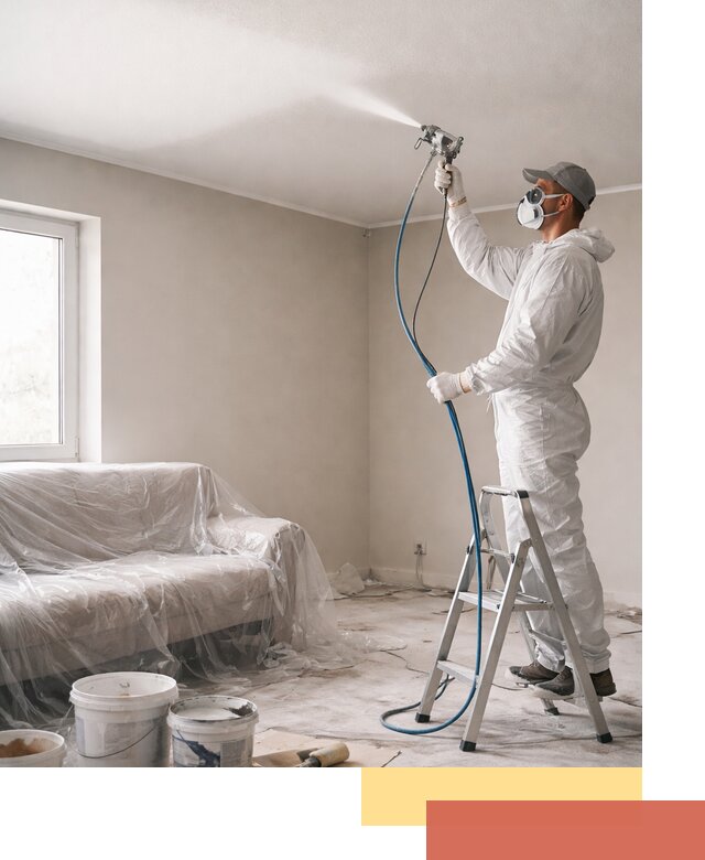 Покраска потолка краскопультом в Троицке быстро и качественно