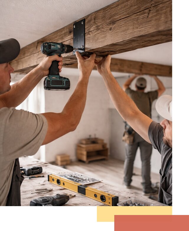 Монтаж декоративных потолочных балок в Троицке